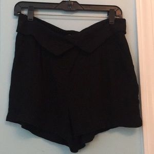 Black linen shorts